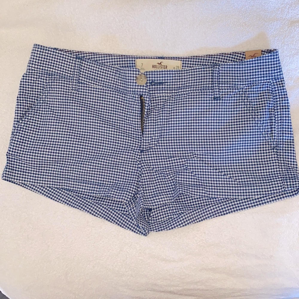 Blue and white checkered Hollister shorts